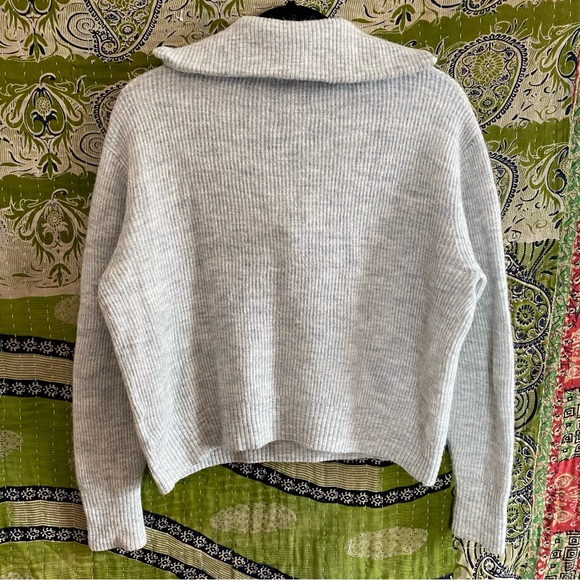 Quince Light Grey Baby Alpaca- Wool Quarter Zip Sweater Size Medium - Picture 10 of 15